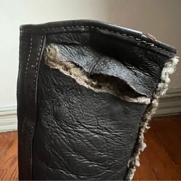 L.L. Bean Snowtop Shearling Leather Tall Winter Boots 7, dark chocolate brown - Picture 7 of 8